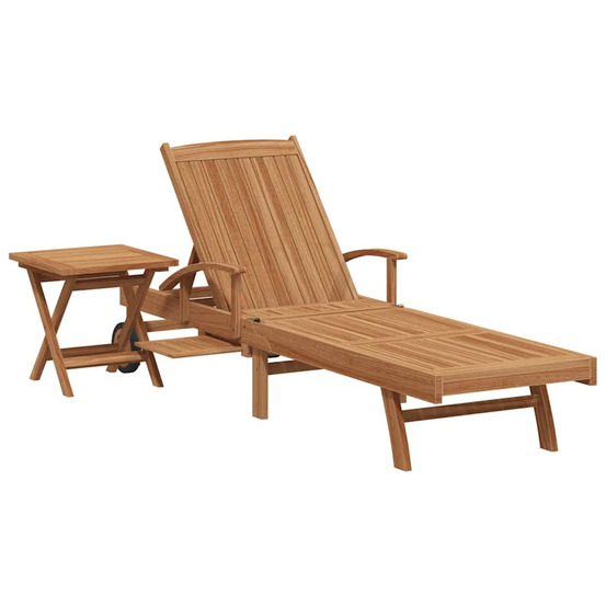 Chaise longue avec coussin 2 pcs marron bois de teck massif bain de soleil