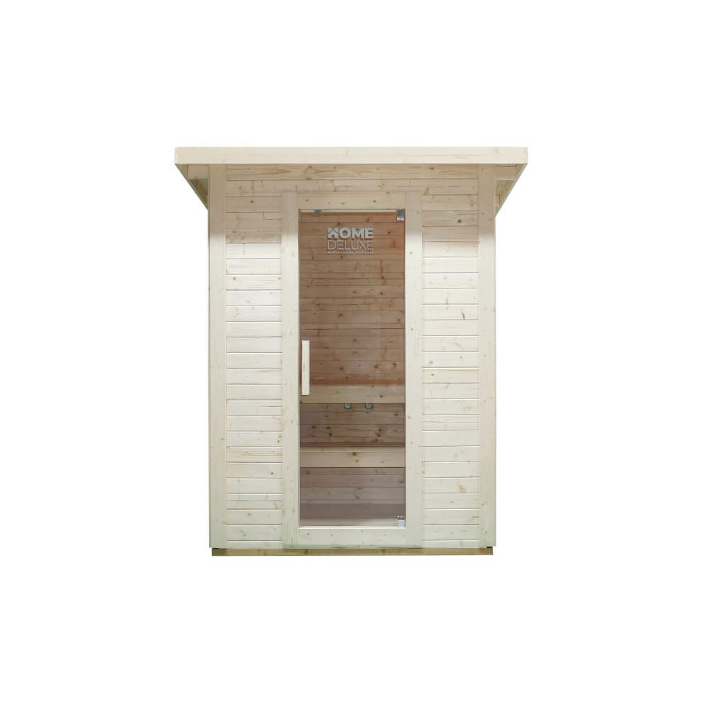 Home deluxe - maison de sauna d'extérieur talo m - pour 3 personnes, bois : épicéa - poêle et accessoires de sauna inclus i sauna de