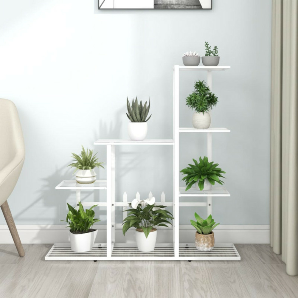 Support pour plantes 94,5x25x88 cm blanc métal