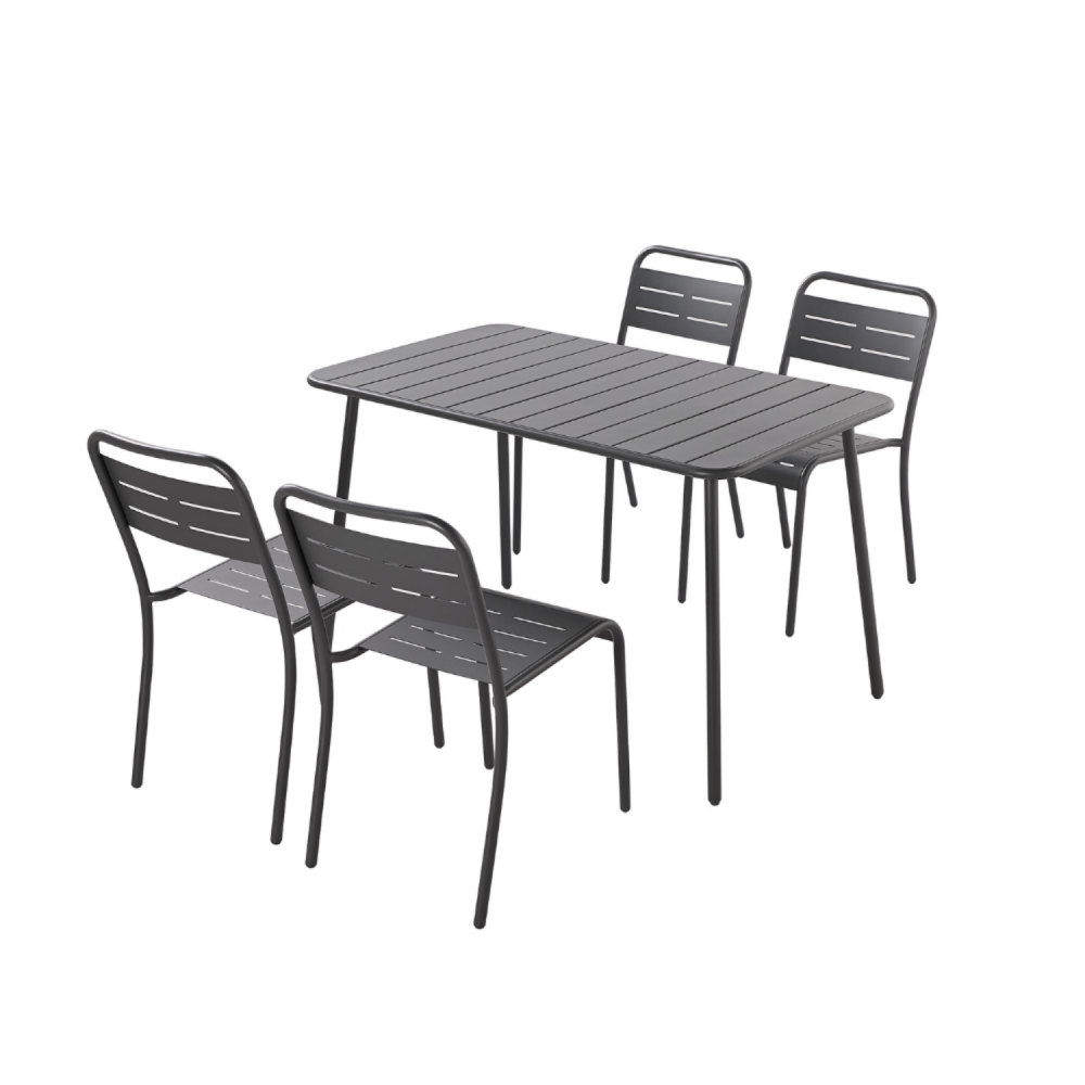 Ensemble table et chaises gris foncé 4-6 places bergame