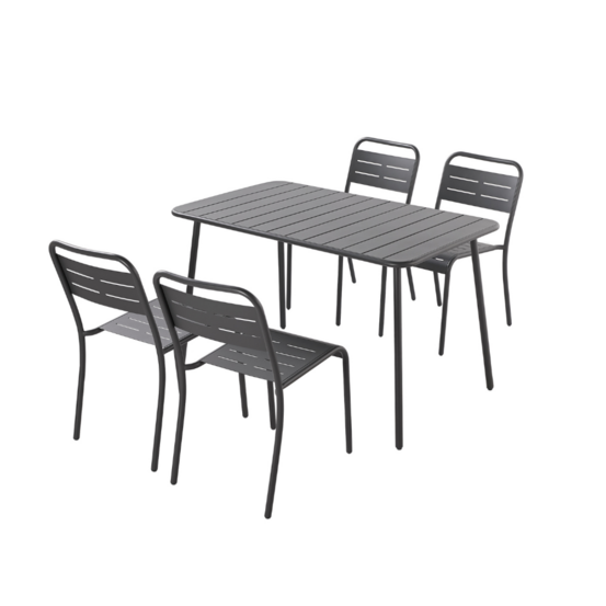 Ensemble table et chaises gris foncé 4-6 places bergame