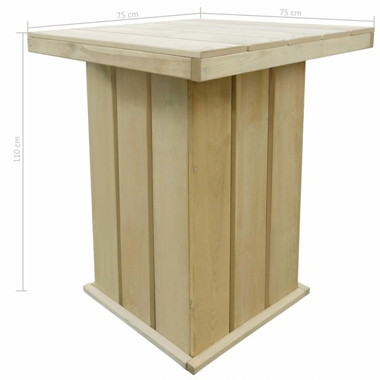 Table de bar 75x75x110 cm pin imprégné