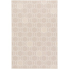 Tapis extérieur et intérieur motif graphique - hexagone - beige et écru - 200 x 290 cm