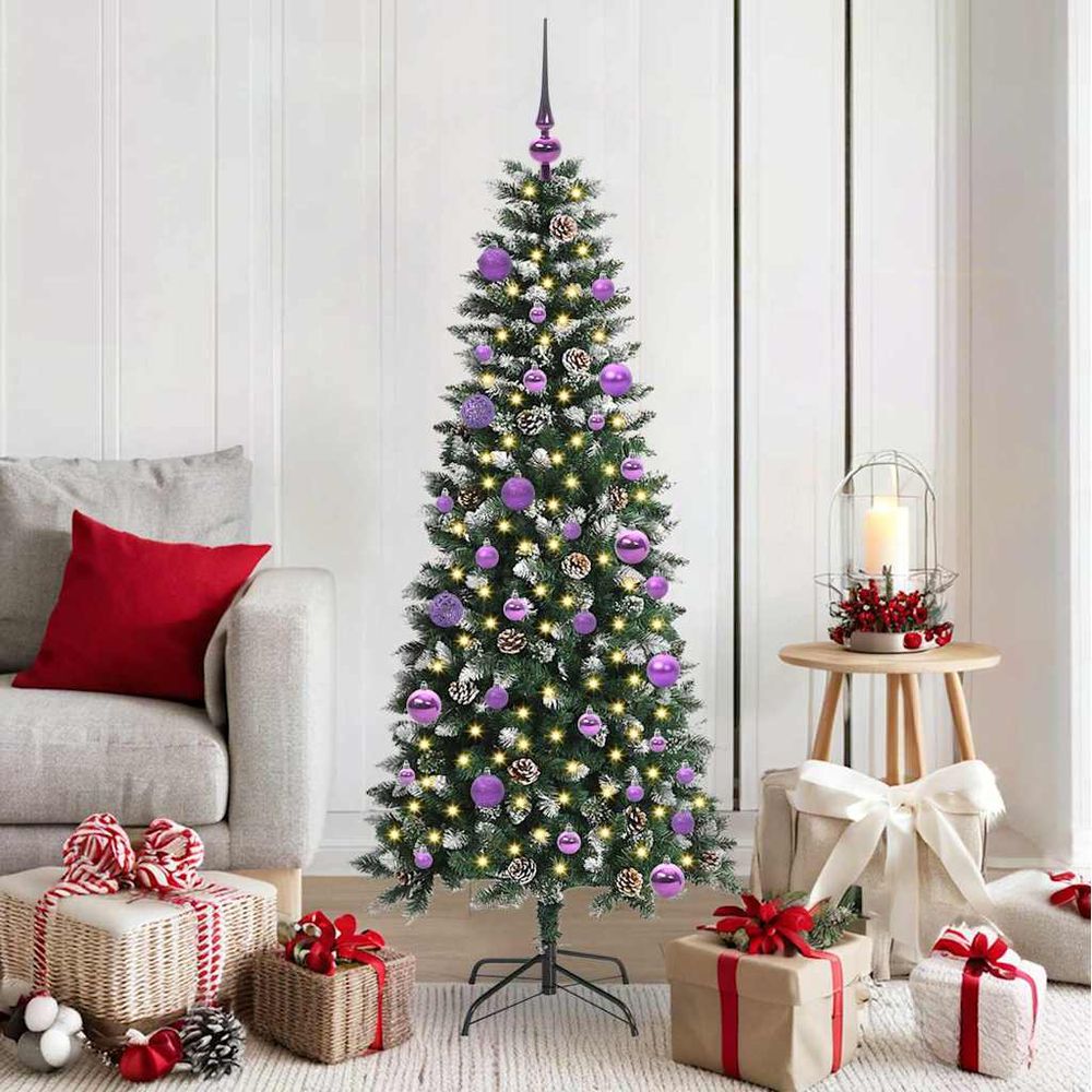 Sapin de fêtes 1.5m enneigé et lumineux, kit prêt à installer avec 150 led usb