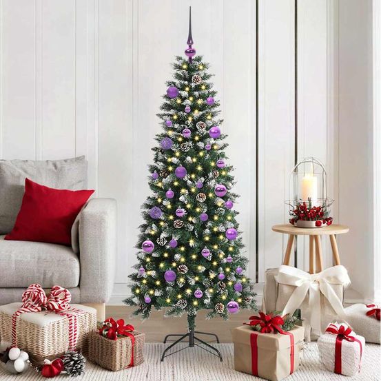 Sapin de fêtes 1.5m enneigé et lumineux, kit prêt à installer avec 150 led usb