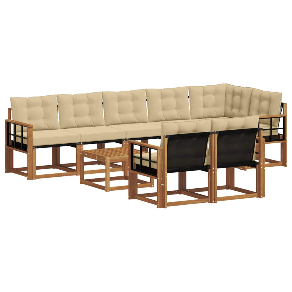 Ensemble de canapés d'extérieur 9 pcs naturel et beige