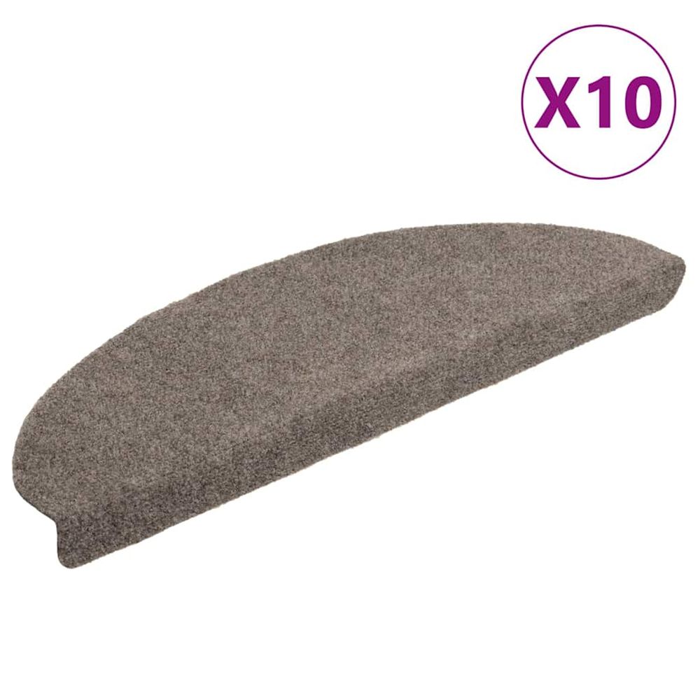 Tapis d'escalier auto-adhésifs 10 pièces 65 x 21 x 4 cm beige demi-rond grand