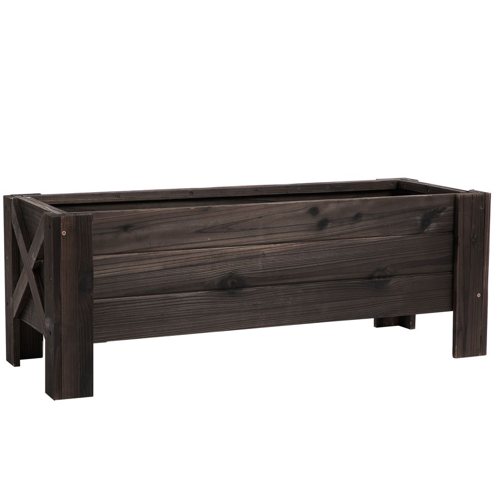 Jardinière sur pieds bois sapin traité pour jardin balcon bac à fleurs 100x36 cm marron