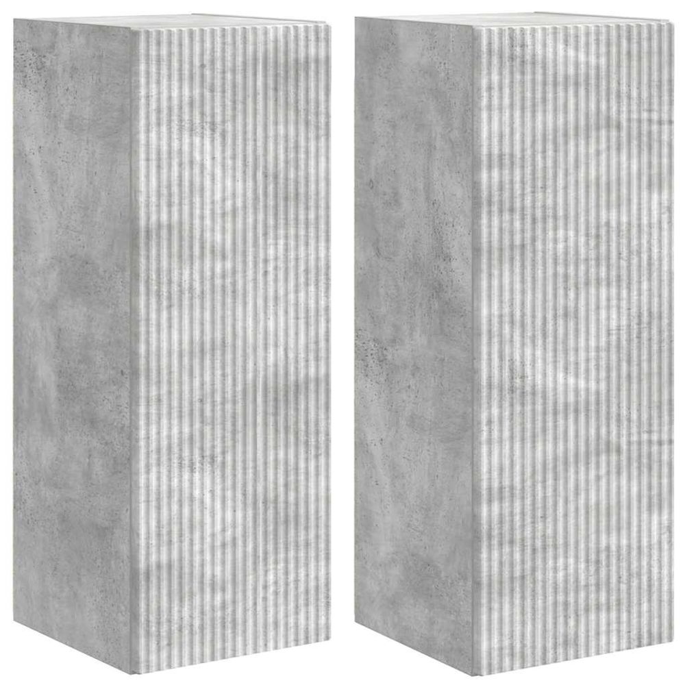 Meuble tv mural 2 pc gris béton bois d'ingénierie