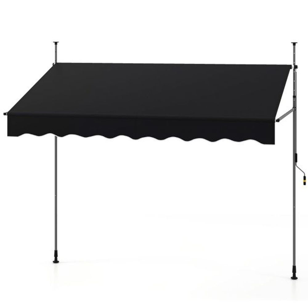 Auvent rétractable manuel 250 x 135 x 300 cm pare-soleil réglable en hauteur pour balcon jardin en polyester noir