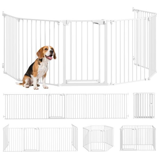 Parc pour chiot acier et plastique blanc 6 panneaux porte sécurisée petits et moyens chiens