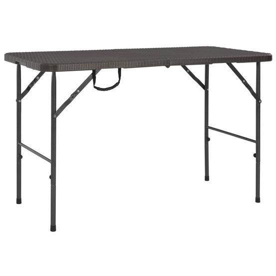Table de jardin pliante marron 120x60x74cm pehd aspect de rotin