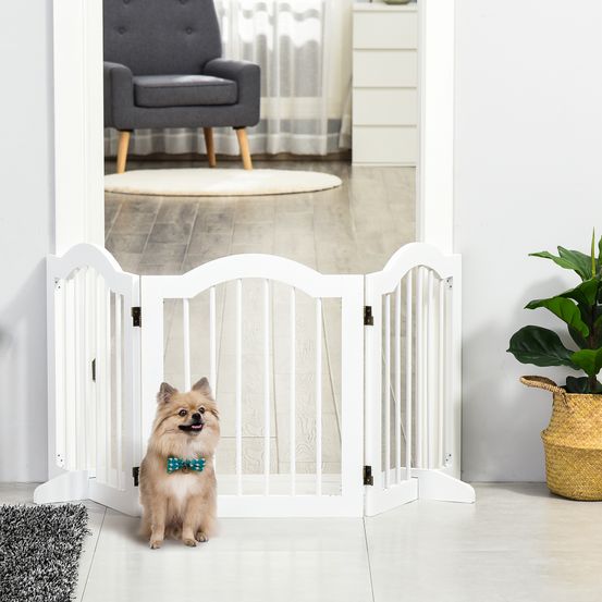 Barrière de sécurité chien bois mdf pliable 3 panneaux intérieur blanc 154x61cm - comfortxl pet living