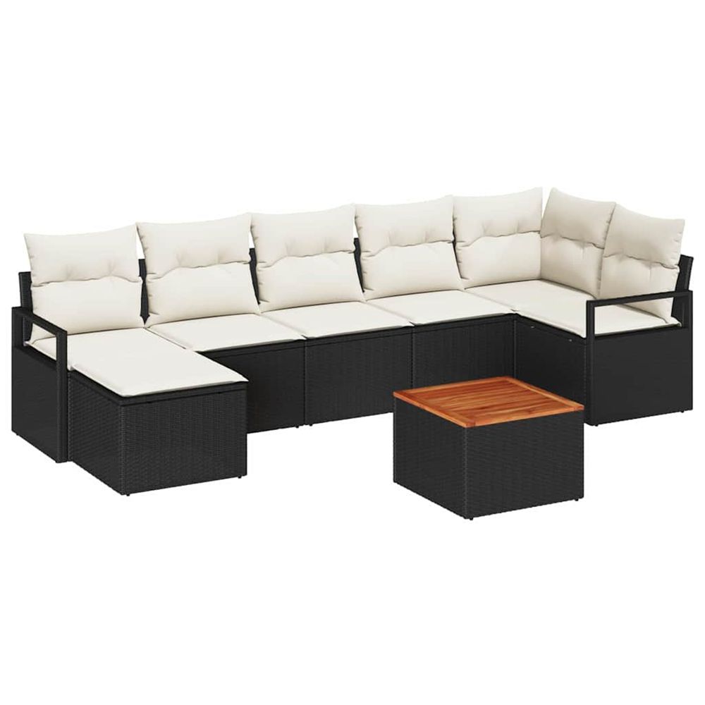 Ensemble de canapé de jardin 8 pc noir polyrotin