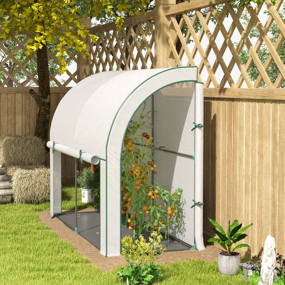 Serre adossée acier pour potager balcon protection uv porte déroulante 200x80x157cm blanc - comfortxl outdoor living