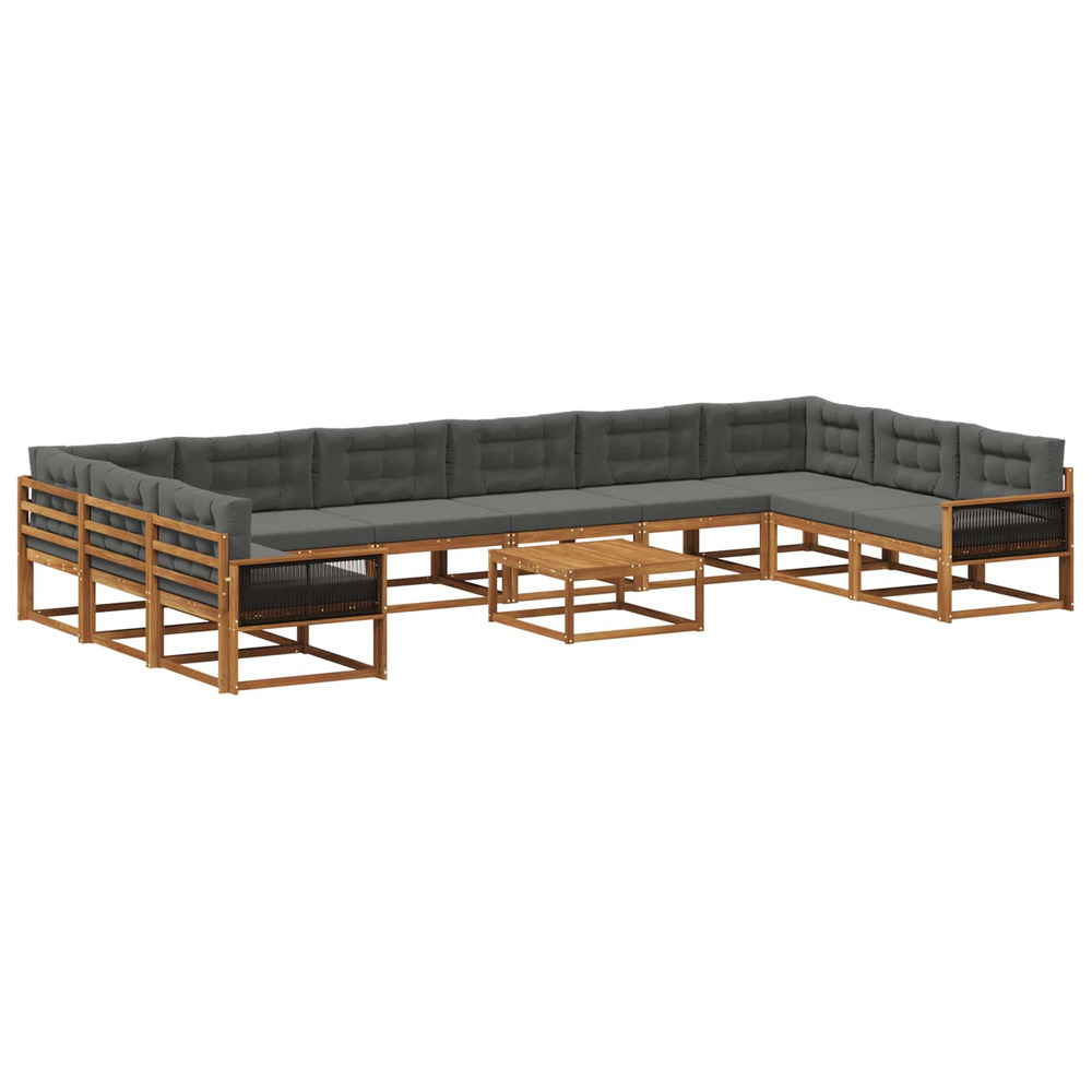 Ensemble de canapés d'extérieur 11 pcs naturel et anthracite