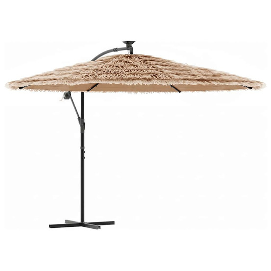 Parasol de jardin avec led et mât en acier marron 290x290x238cm
