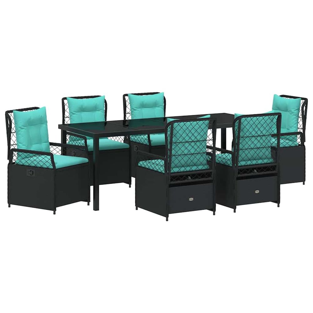 Ensemble de salle à manger pour jardin 7 pc noir polyrotin