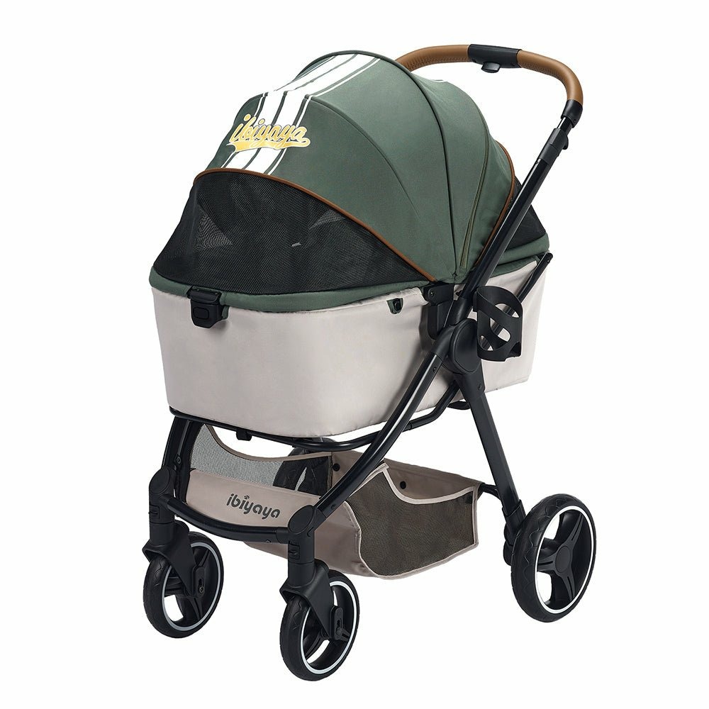Poussette pliable rétro de luxe pour animaux jusqu'à 30 kg - soft sage