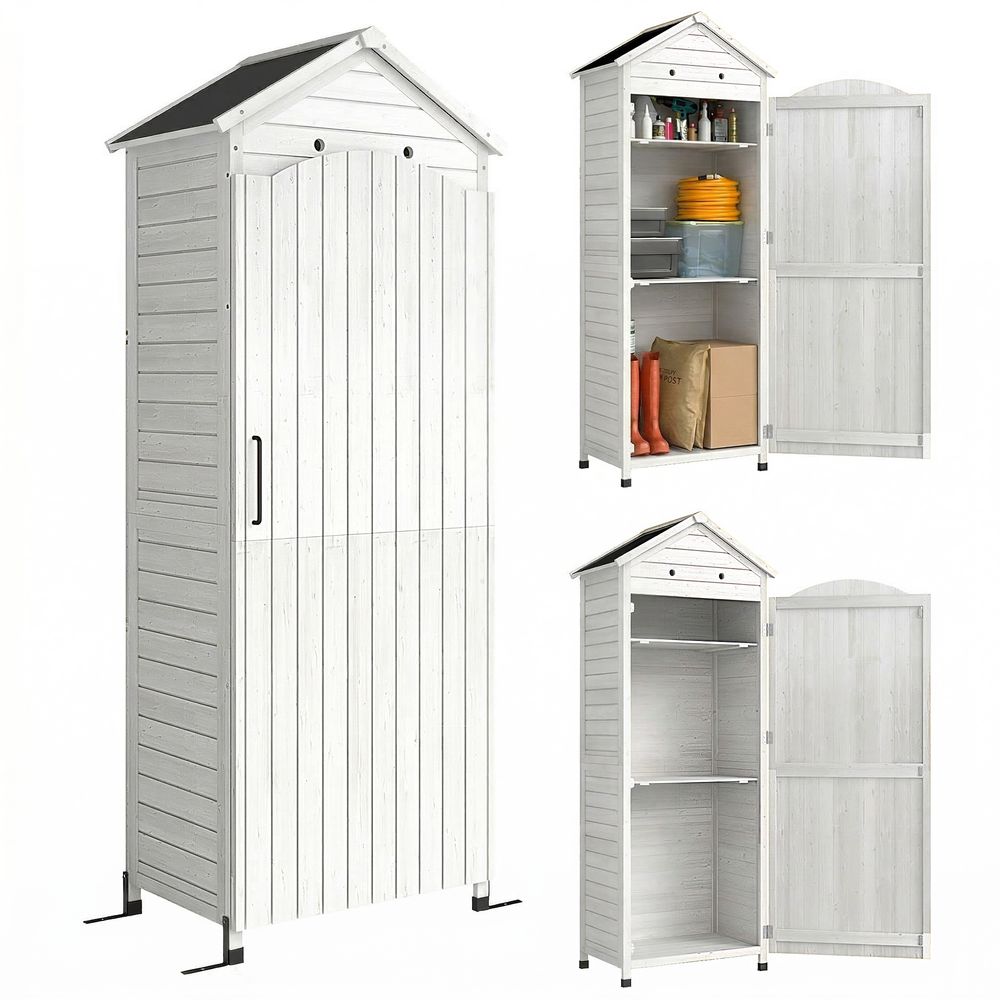Armoire de jardin bois de sapin hauteur intérieure 199 cm outils longs toit galvanisé - comfortxl outdoor living