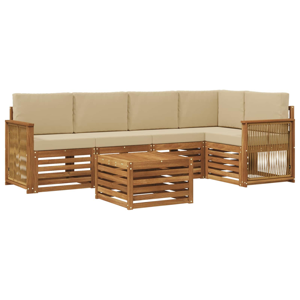 Ensemble de canapé d'angle avec coussin 5 pcs naturel