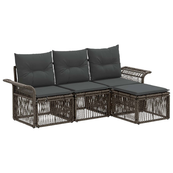Ensemble de canapé de jardin 4 pcs gris polyrotin