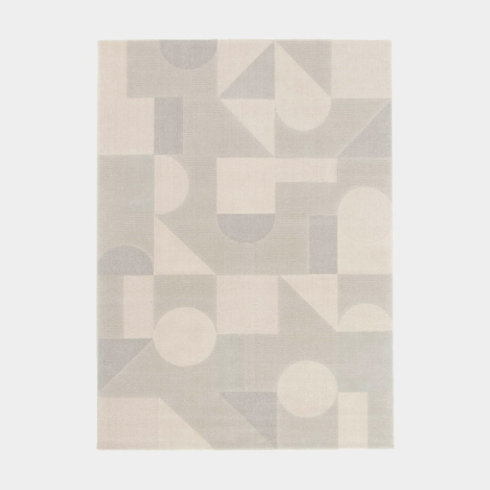 Tapis intérieur géométrique - bauhaus - gris et beige naturel - 80 x 150 cm