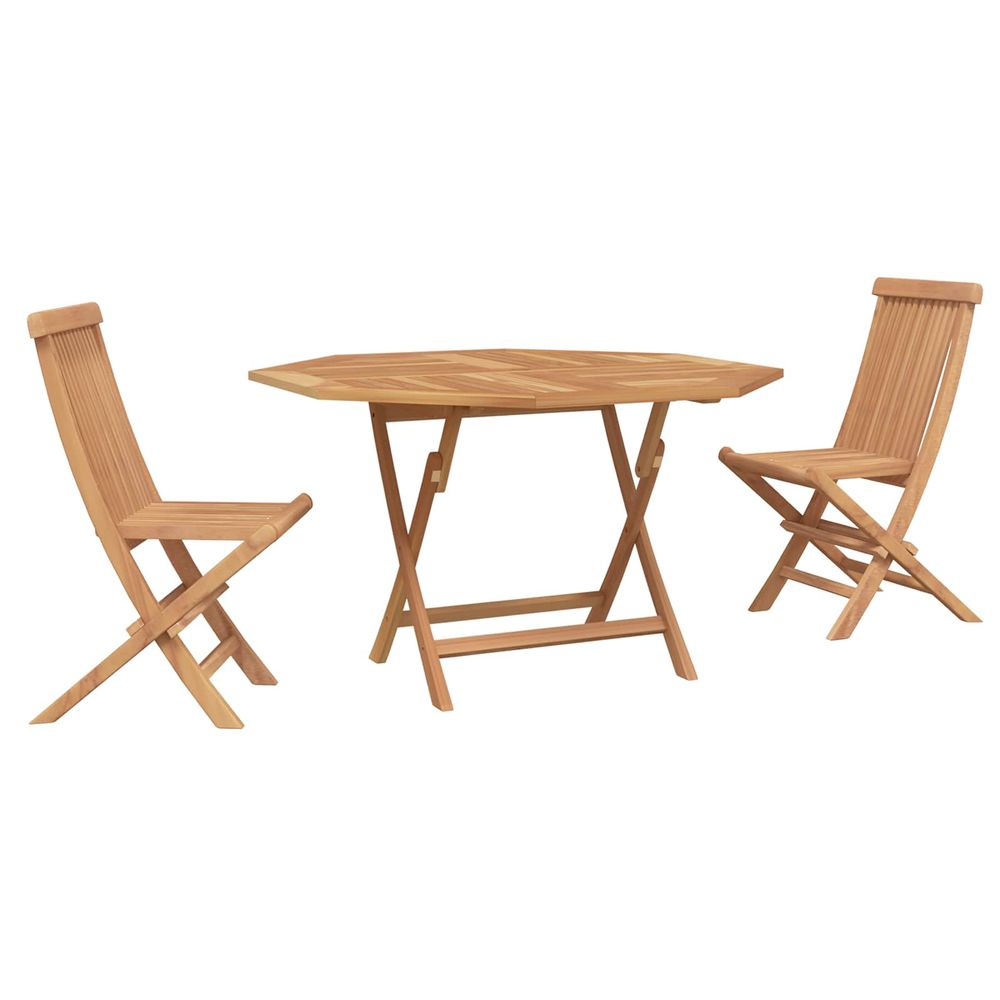 Ensemble bistro de jardin 3 pc naturel bois de teck massif