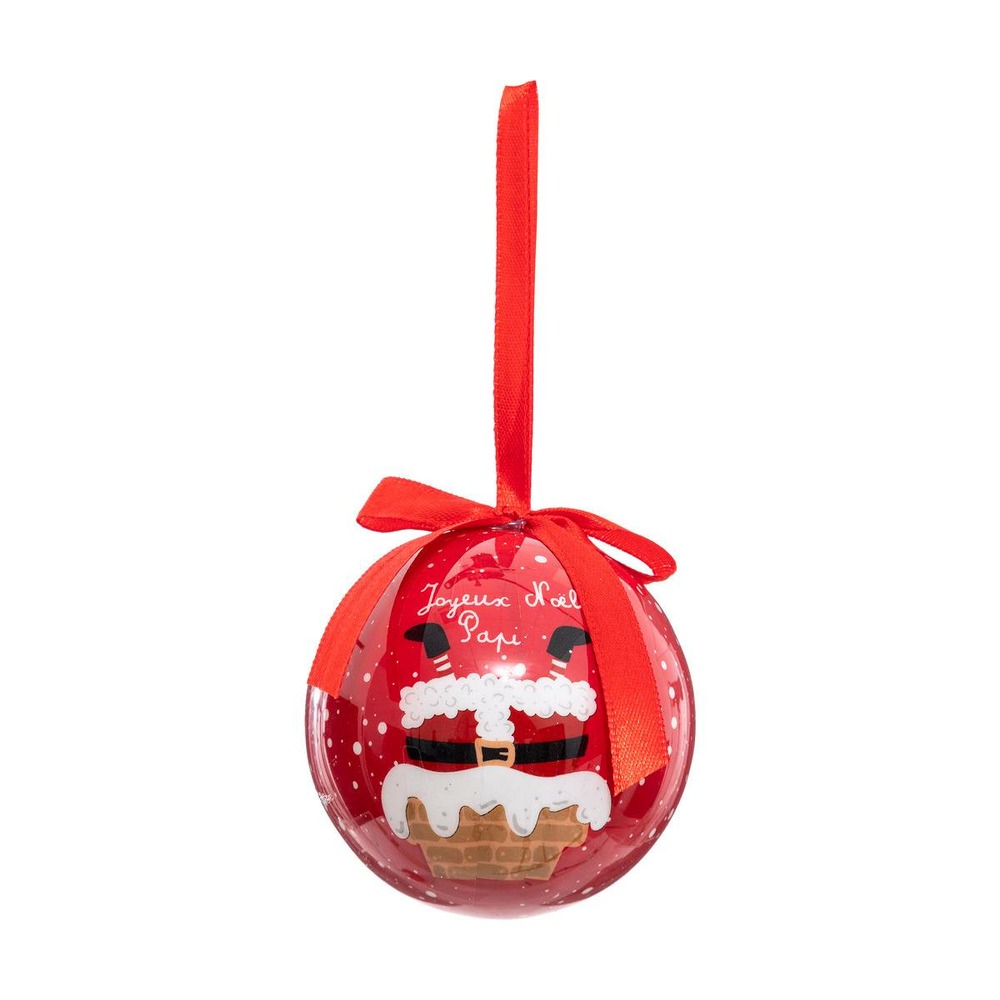 Boule de noël papier imprimé 75 mm papi / mami