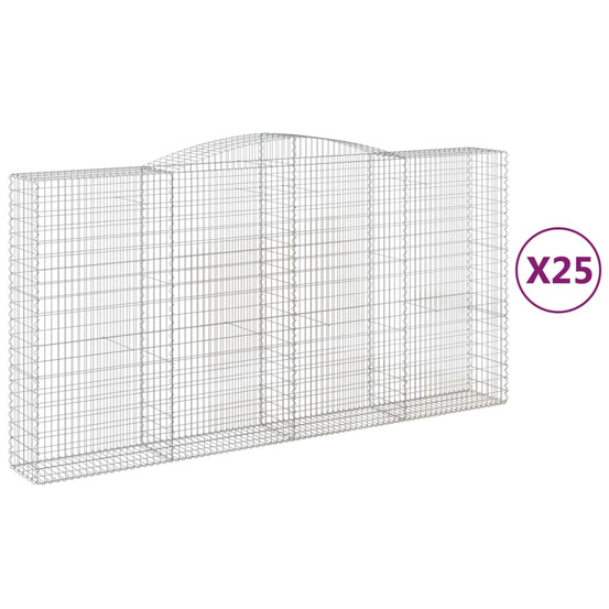 Paniers à gabions arqués 25 pcs 400x50x200/220 cm fer galvanisé