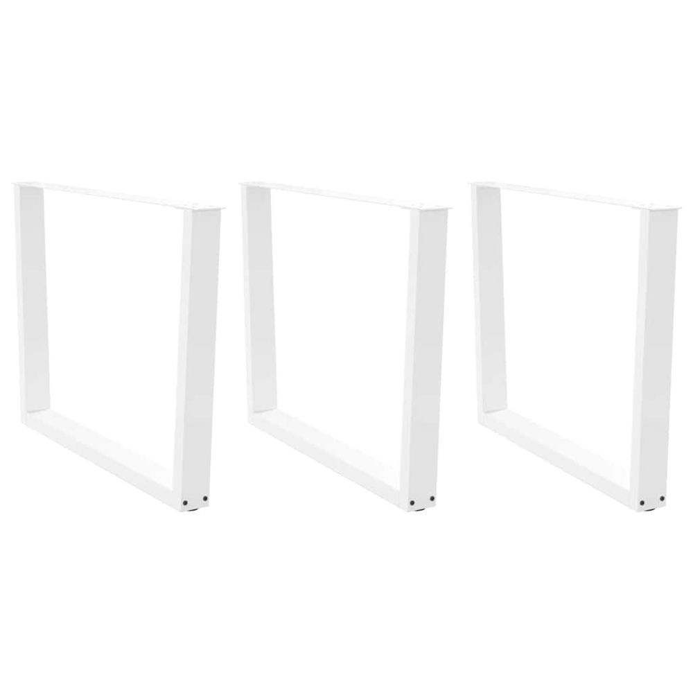 Pieds de table à manger en forme de v, 3 pièces, blanc, 100 x (72-73,3) cm, acier