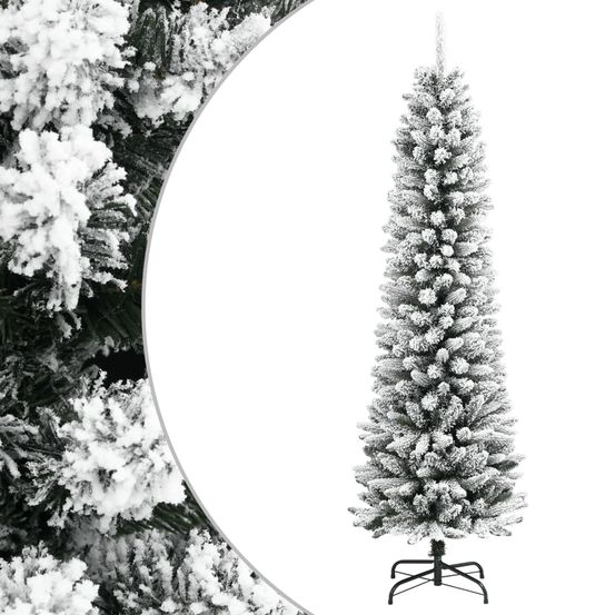 Sapin de noël artificiel mince floqué pvc/pe décoration d'hiver blanc 120 cm