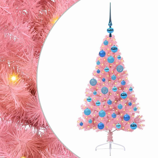 Sapin de noël artificiel pré-éclairé rose 120 cm pvc