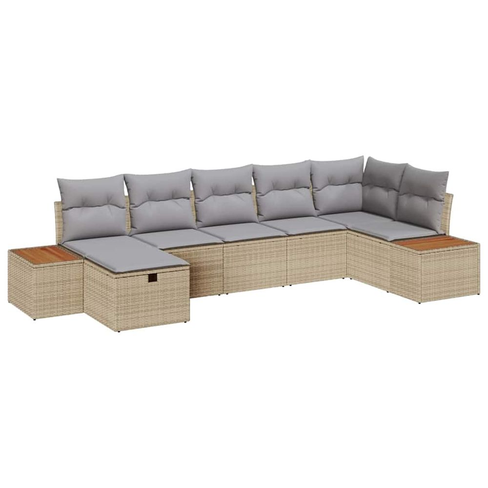 Ensemble de canapé de jardin 7 pcs beige poly rotin