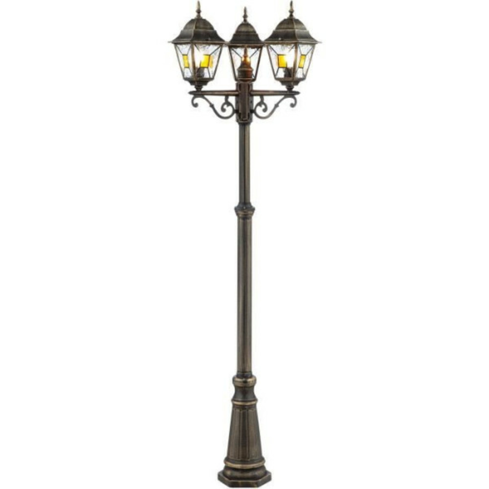 Lampadaire extérieur janel - - noir doré - métal/verre - 3x60w - ip44