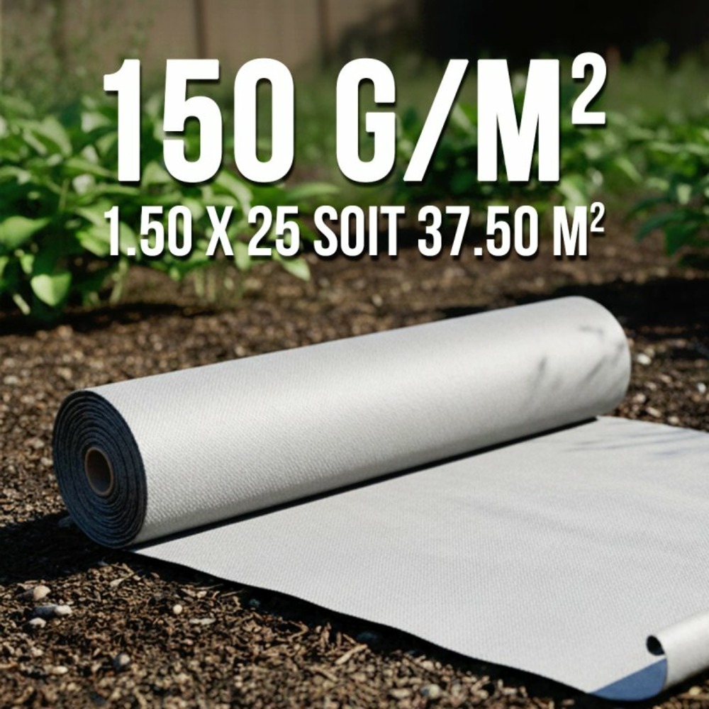 Bache anti-herbes pour jardin indéchirable 150g/m2 1,5m x 25m mgs
