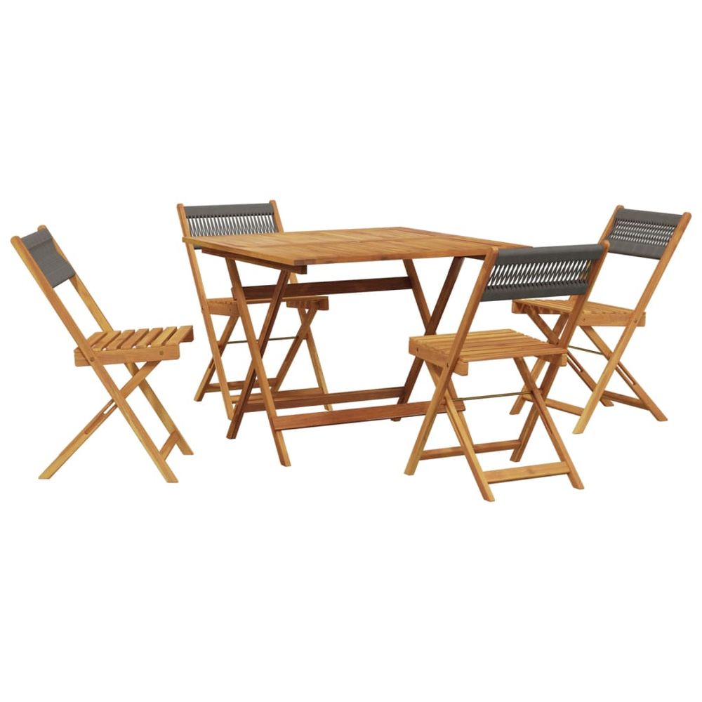 Ensemble à manger de jardin 5pcs gris polypropylène bois massif