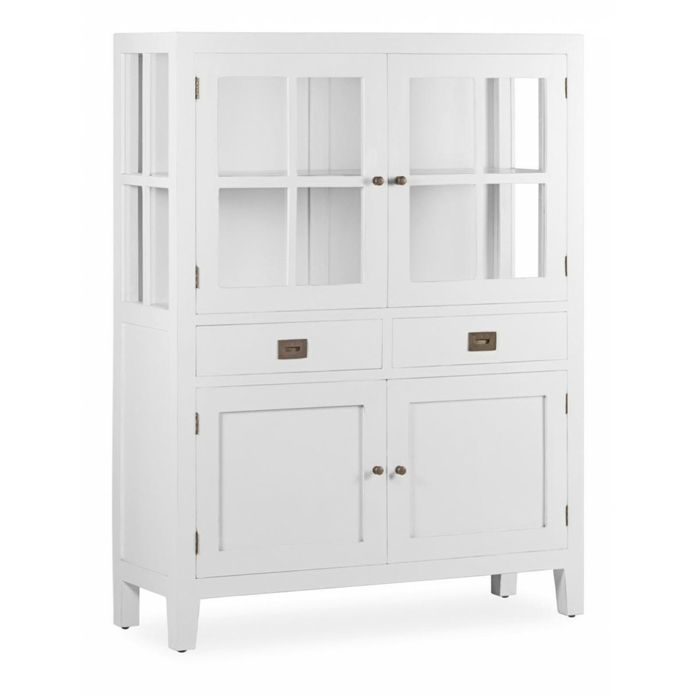 Vaisselier 2 tiiroirs bronze bois blanc - mélicia décoration d'autrefois