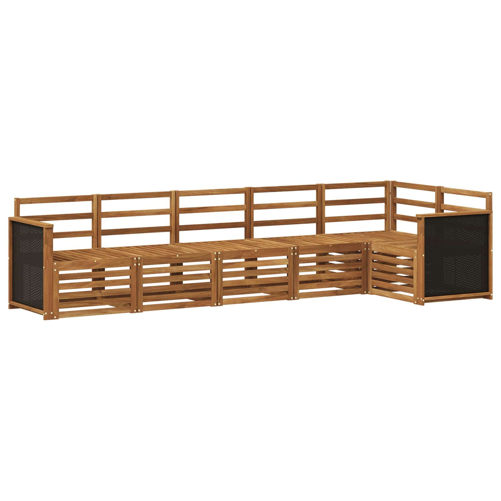 Ensemble de canapé d'angle 5 pcs naturel bois d'acacia massif