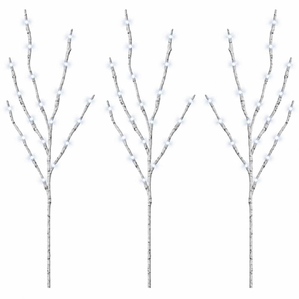 Branche de cuivre led de décoration de noël 3 pc blanc 62 cm