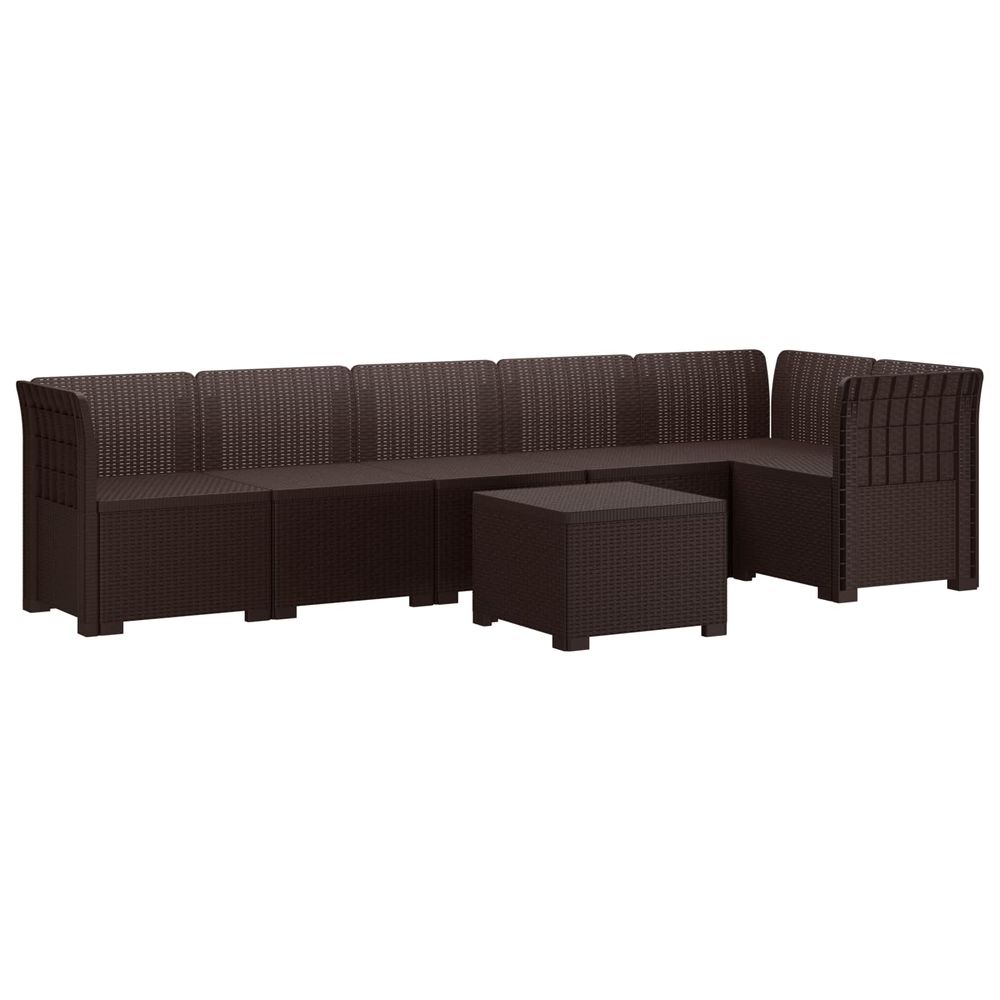 Canapé de jardin 6 places aspect rattan pp marron