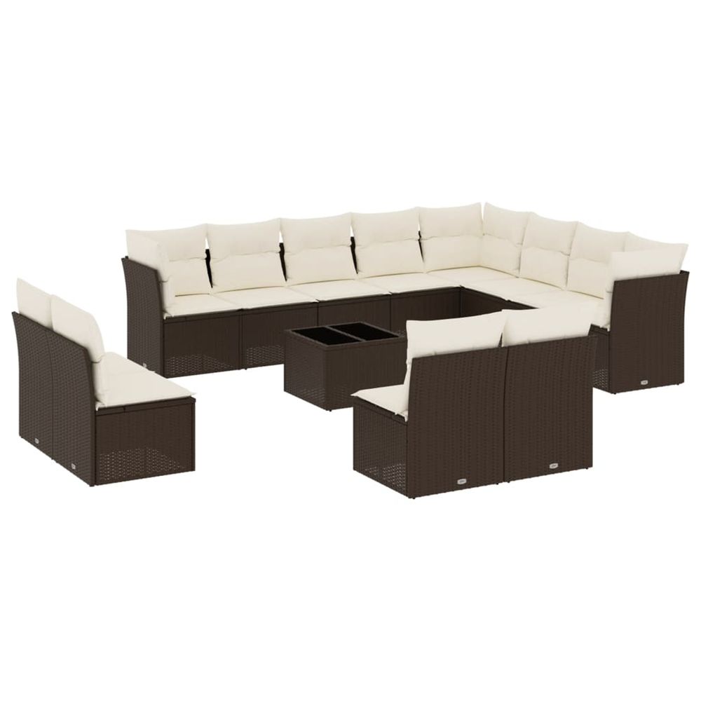 Salon de jardin avec coussins 13 pcs marron résine tressée