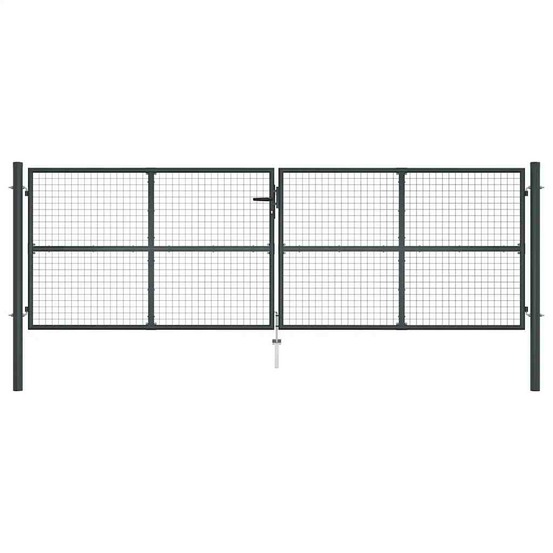 Portail de jardin grillagé en acier galvanisé gris 400 x 125 cm