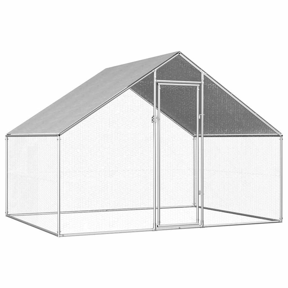 Enclos poulailler extérieur 2x2.75m en acier galvanisé avec bâche de toit
