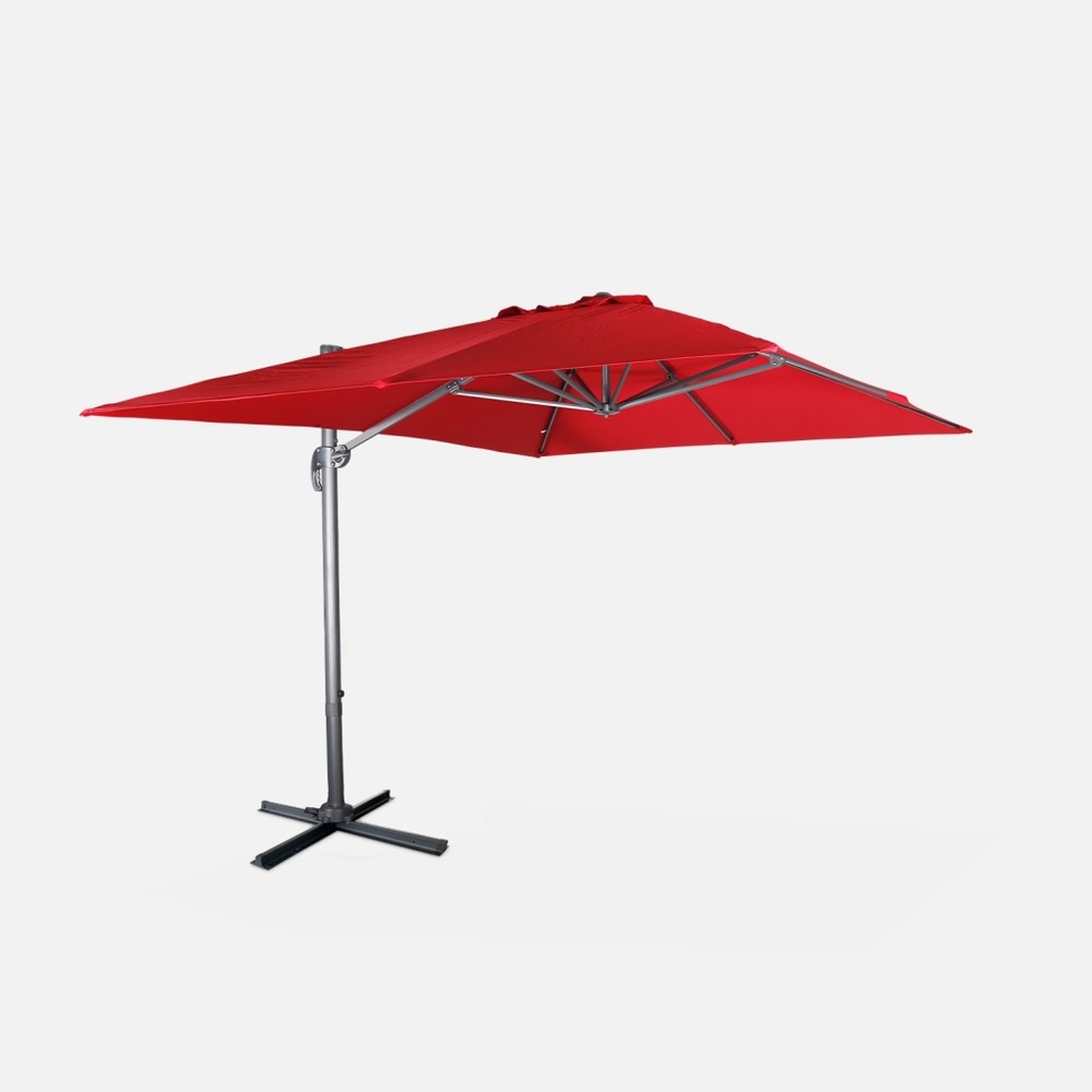 Parasol déporté rectangulaire 3x4m - wimereux - parasol excentré inclinable dans 5 positions, rotatif à 360°