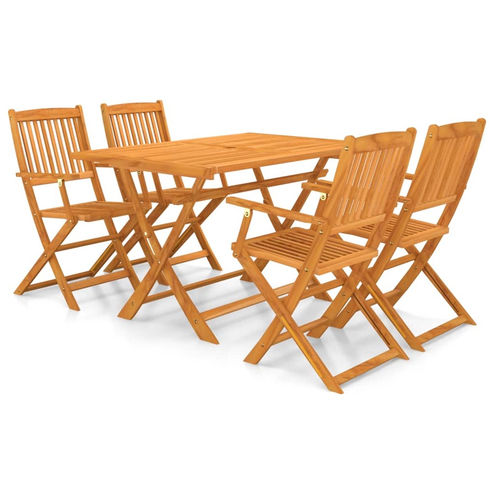 Mobilier à dîner d'extérieur pliable 5 pièces bois d'acacia solide