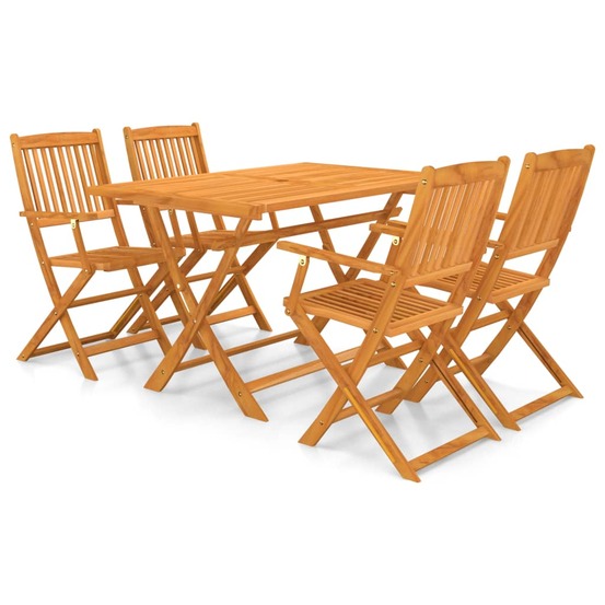 Mobilier à dîner d'extérieur pliable 5 pièces bois d'acacia solide