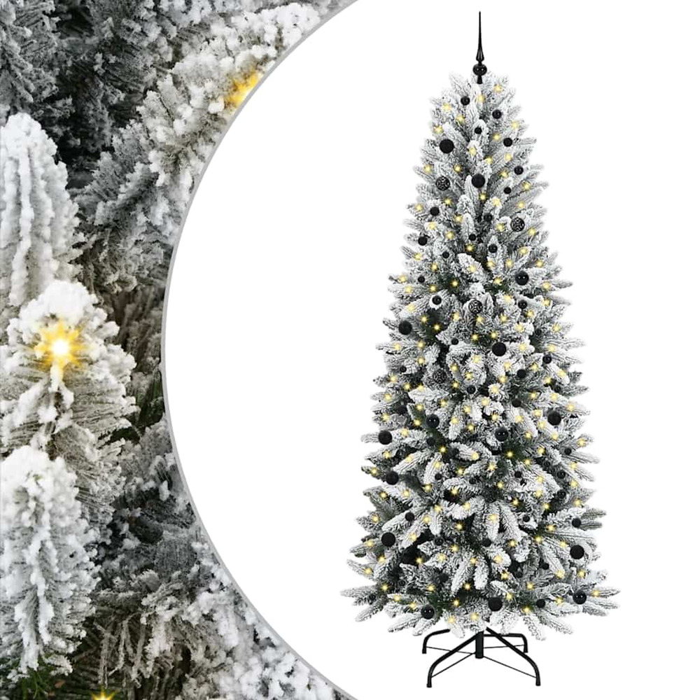 Sapin de noël artificiel avec 300 led avec support blanc 240 cm