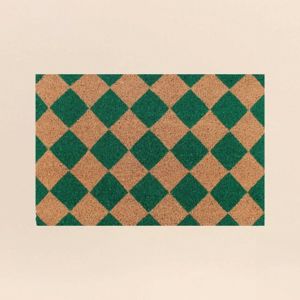 Paillasson coco imprimé damiers 40x60cm