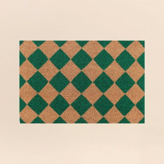 Paillasson coco imprimé damiers 40x60cm